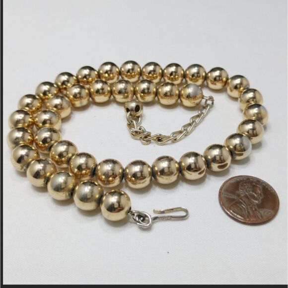 VINTAGE SIGNED NAPIER HEAVY GOLD TONE 16 1/4" NECKLACE - Picture 7 of 11